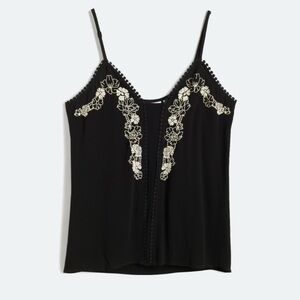 Elegant Black Embroidered Cami Women's Top